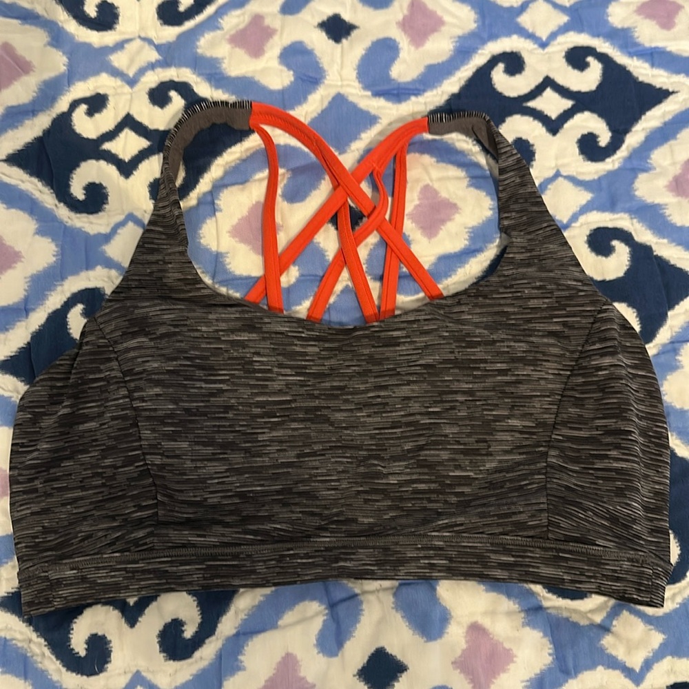 Lululemon athletica red and gray strappy back sports bra size 12